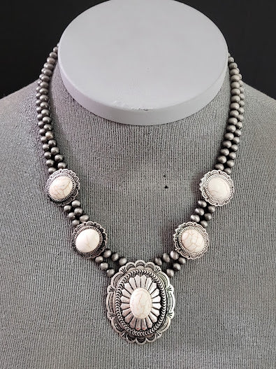 White Mud Creek Silver Pearl Native Necklace