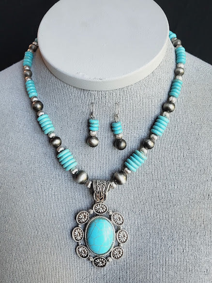 Turquoise Kenna Concho Necklace and Earring Set