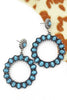 Steel Blue Stone Beaded Animas Loop Earrings