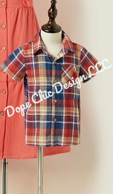 Solid And Plaid Matching Sets