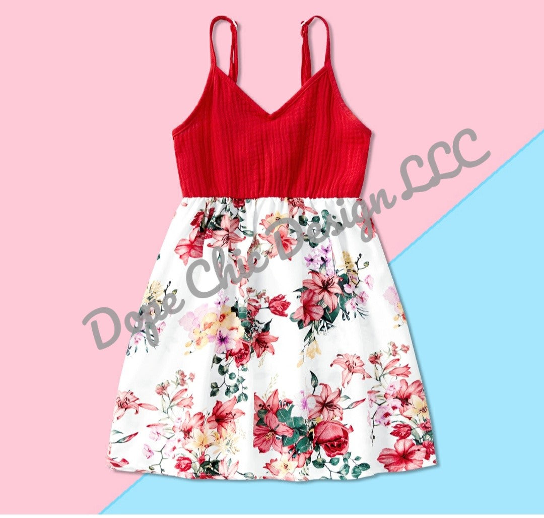Matching Red Sleeveless Mommy and Me Outfits