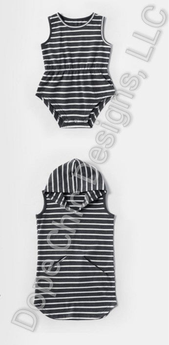 Hooded Striped Matching Outfits