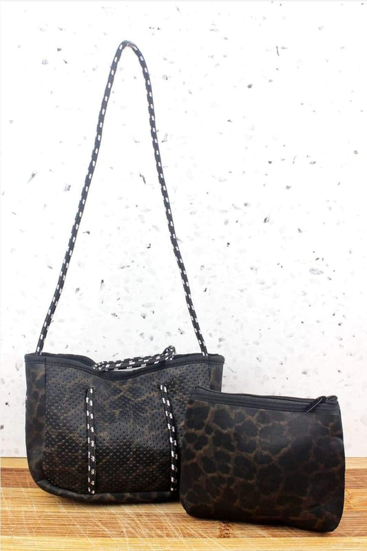 Sasha Leopard Neoprene Medium Tote