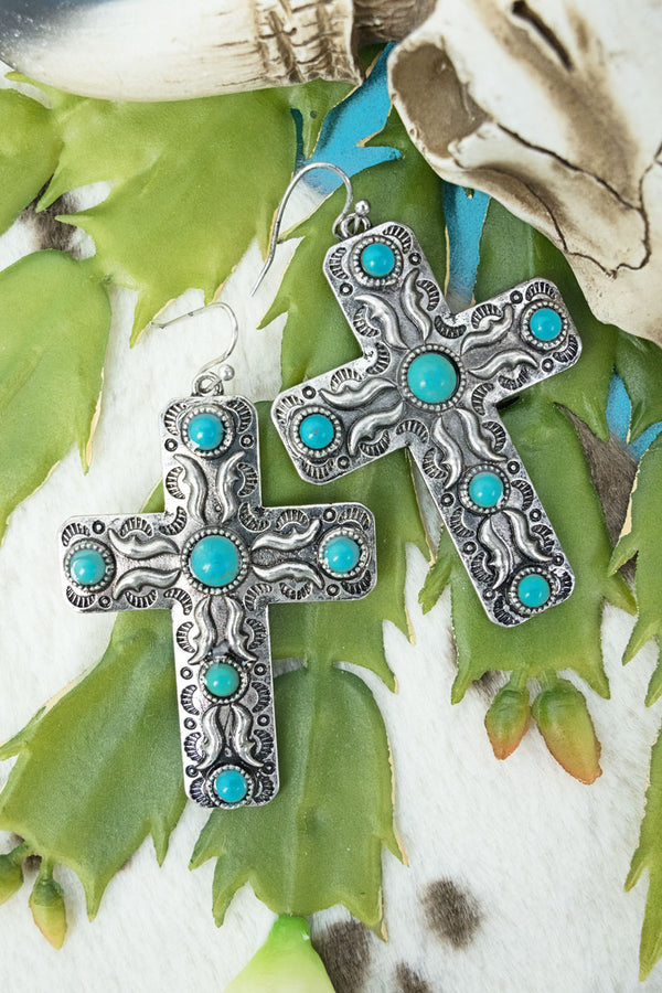 Cross turquoise earrings