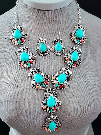 Multicolor Turquoise  Wynot Necklace and Earring Set